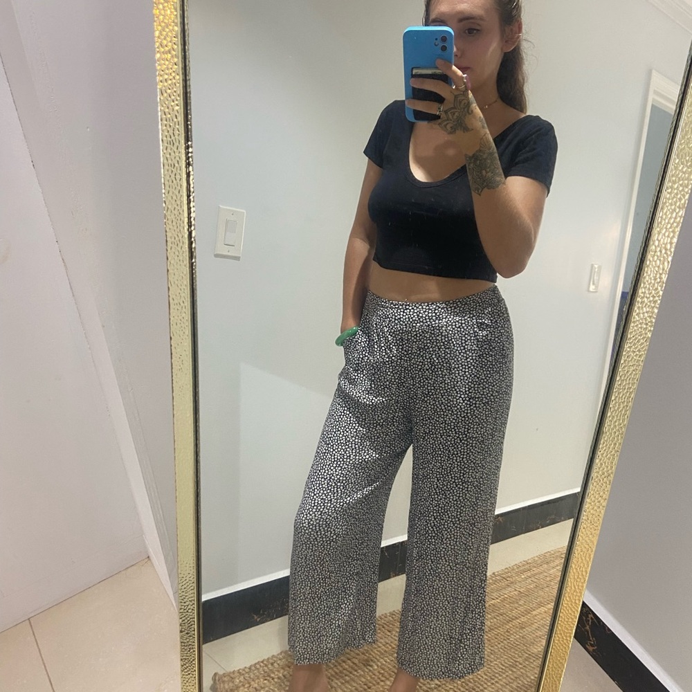 Billabong Black and White Wide Leg Pants